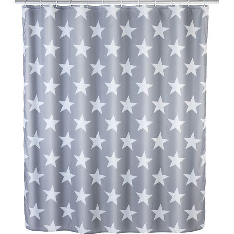 Rideau de douche Stella gris anti-moisissure 180 x 200 cm polyester, lavable (1/5)