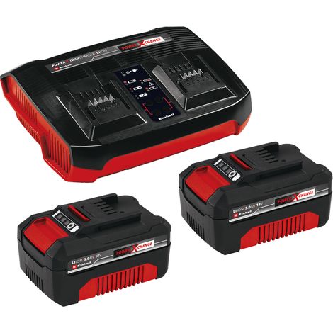 Einhell Original Starter Kit 2 x 3,0 Ah Power X-Change et Double chargeur (Lithium-Ion, 18 V, 2 x 3,0 Ah, compatible avec tous les appareils Power X-Change) (1/3)
