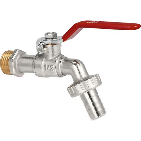 Robinet de jardin 1/2" avec adaptateur : Robinet en laiton résistant au gel (-10 °C) et aux hautes températures (120 °C). (1/5)