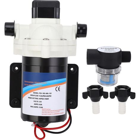 Frischwasserpumpe für Wohnmobile, 12V DC 4,0 GPM 45 PSI Wohnmobil-Wasserpumpe, selbstansaugende Membranwasserpumpe mit automatischer Start-Stopp-Funktion, Druckerhöhungspumpe mit Membran für Wohnmobil