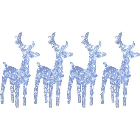 vidaXL Renos de Navidad 4 unidades 160 LED blanco frío acrílico (1/2)