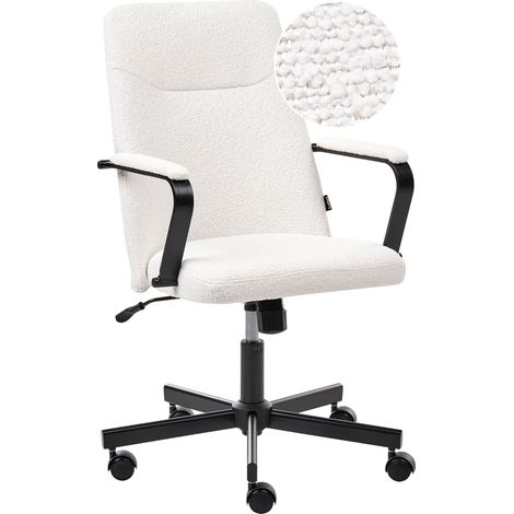 Bürostuhl CAROGA Bouclé Weiß