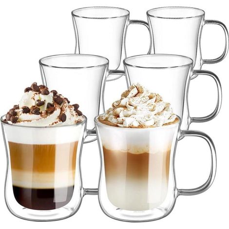 6er Set Doppelwandige Latte Macchiato Gläser 350ml Borosilikatglas (1/5)