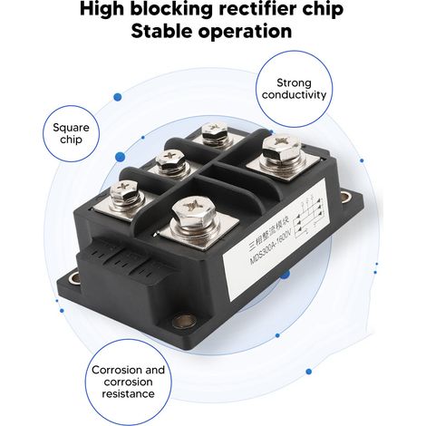 Redresseur en pont à dissipation thermique rapide, 5 bornes, module de puissance à diodes triphasées 300 A 1600 V (1/5)