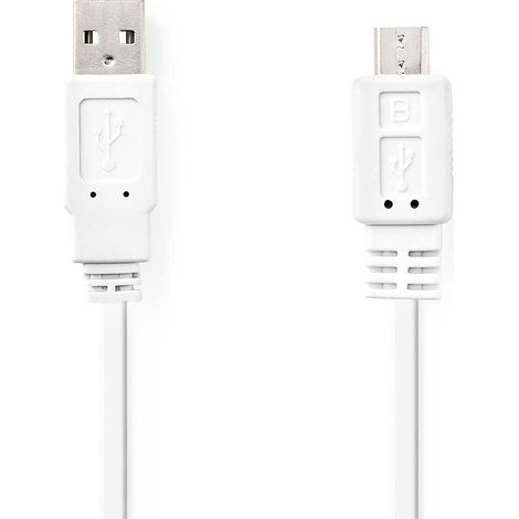 Cable usb usb 20 usb a macho usb micro b macho 480mbps niquelado 100m piso pvc blanco bolsa de plastico