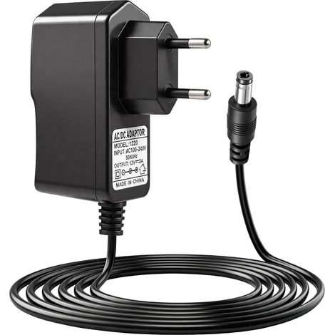 Alimentation Secteur 12V 2A, Universel Adaptateur 230V AC DC 2000mA, Transformateur d'alimentation pour Haut-Parleurs Bandes LED Routeurs Caméras CCTV et Autres Appareils Électroniques 5.5mm x 2.5mm (1/5)