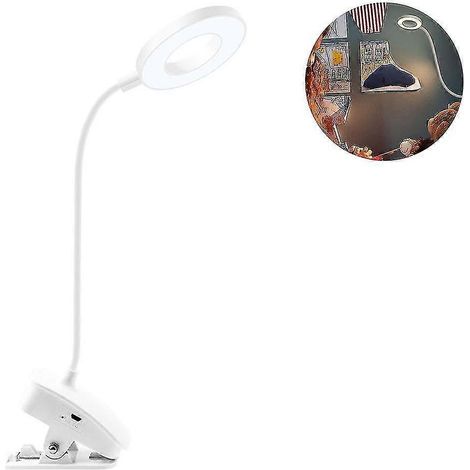 Lampe de lecture, lampe de bureau LED USB avec 3 modes de couleur, lampe de lecture à pince avec protection des yeux, lampe à pince flexible à col de cygne à 360° pour bureau, tête de lit et vidéo (1/3)