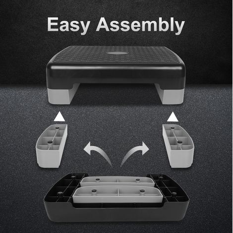 Step aeróbico ajustable, plataforma de ejercicio, negro y gris, polietileno (1/5)