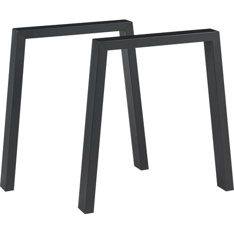 Lot de 2 pieds de table meuble moderne design original 72 x 70 cm acier noir
