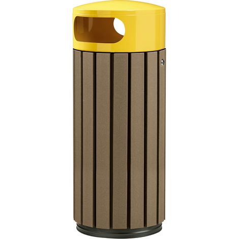 Corbeille à poser ou à fixer Zeno Brik - 60l - PolyAI marron / jaune colza - RAL 1021 (1/3)