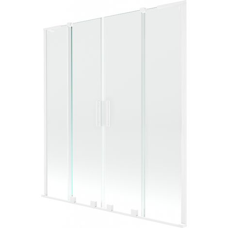Mexen Velar L Duo paroi de baignoire coulissante à 2 panneaux 150 x 150 cm, transparent, blanc - 896-150-003-02-20 (1/2)