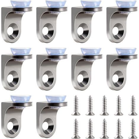Supports d’Étagère en Alliage de Zinc – Lot de 10, 22 × 14 × 16,5 mm, avec Ventouse et Vis incluses pour Armoire (1/4)