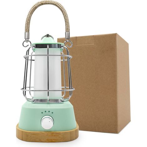 Lampe Camping LED Rechargeable 400 lm,jusqu'à 80h d'autonomie Gradation continue,température de couleur,trois couleurs de lumière,rechargeable avec base en corde de chanvre et Bambou (1/5)