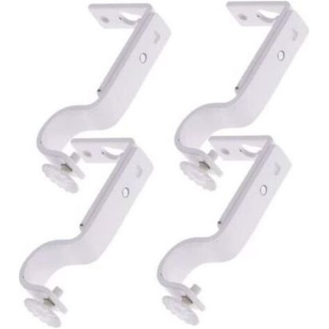 Crochets - Supports Métalliques Blancs - Pour Installation Plafond ou Murale de Tringles à Rideaux - 2 Paires