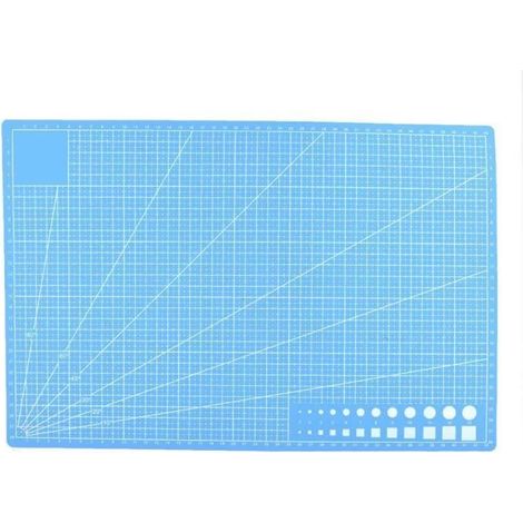 XUY A3 Tapis de Coupe de Lignes de Quadrillage en PVC Planche à Découper en Tissu de Cuir(Bleu) (1/4)