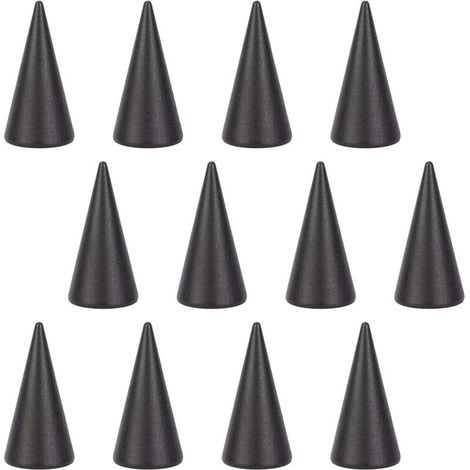 12 Pcs Black Wooden Ring Display Stands, Cone Shaped Finger Ring Holder Jewelry Display Ring Stand for Rings Jewelry Exhibition