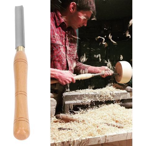 Gouge à tourner pour bois, lame en acier HHS avec manche en frêne, outil de tournage à profil intérieur arqué pour travail du bois (1/5)