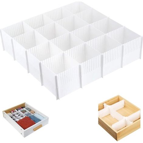 Juego de separadores de cajones ajustables (10 piezas) - Sistema de almacenamiento para ropa, calcetines y escritorio - Estante de almacenamiento personalizado (1/5)