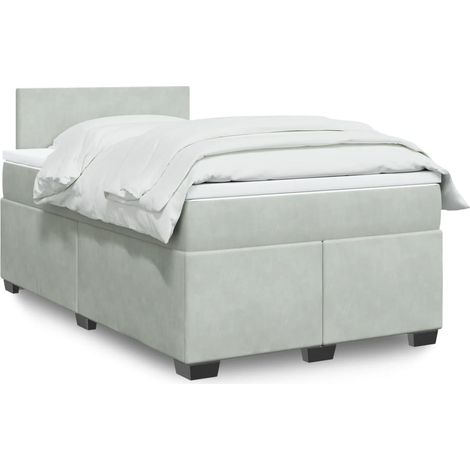 Boxspringbett mit Matratze Hellgrau 120x200 cm Samt