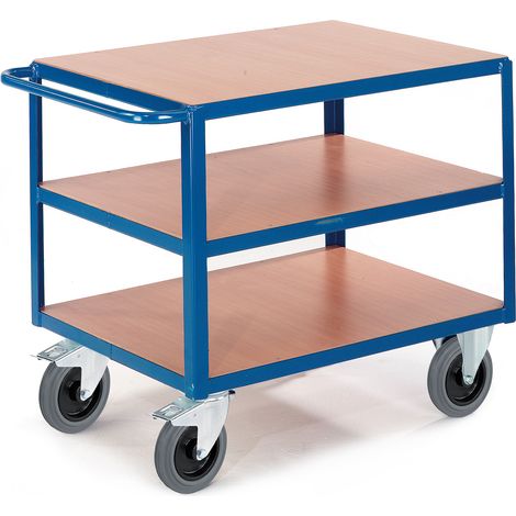 Rollcart Schwerer Tischwagen mit 3 Ladeflächen im Buchendekor 1000x700mm