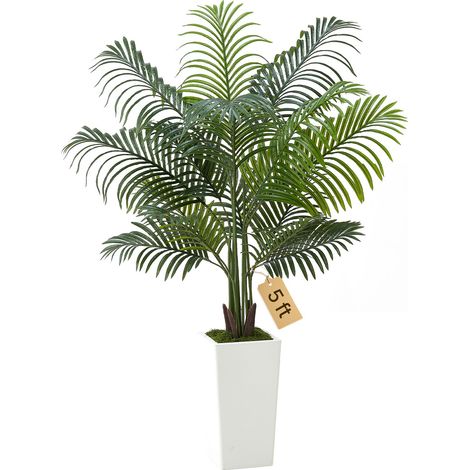 Palmier Artificiel Areca, 1,5 m, Plante Artificielle Tropicale en Pot Blanc, Faux Arbre Tropical Palmier Areca, Fausse Plante pour Décoration d'Intérieur, Salon, Bureau, Intérieur et Extérieur (1/5)