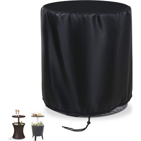 Funda protectora para mesa de bar – Tejido Oxford 190T impermeable – Protección UV – Cierre con cordón – 52 x 58 cm – Negro (1/5)