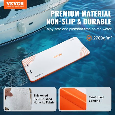Quai flottant gonflable, 4,57 x 1,82 m, plate-forme de quai gonflable, tapis de quai flottant antidérapant avec sac de transport po… (1/5)