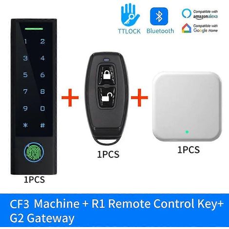 Clavier de contrôle d'accès par empreinte digitale RFID, application TTLOCK pour smartphone, entrée Bluetooth, relais étanche, lecteur de carte à puce, ouvre-porte de porte CF3-remote-G2 (1/5)