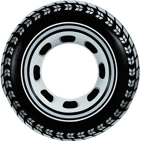 Bouée gonflable géante en forme de pneu avec motif radial sur les côtés, pour les enfants de plus de 9 ans. (1/5)