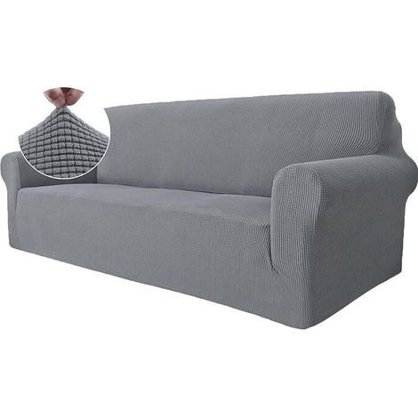 Housse Canapé 3 Places avec Accoudoirs Housses de Canapé extensible Universelle Housse Antidérapante housse canapé Gris Clair (1/4)