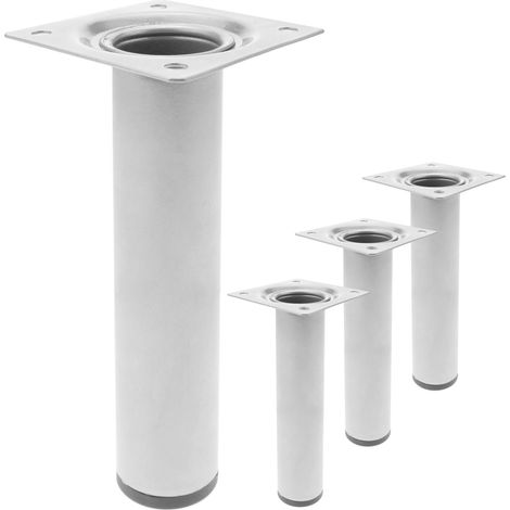 PrimeMatik - Pieds de table rond pour meubles et bureau en acier gris 25cm 4-pack (1/5)