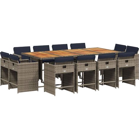 Maison Exclusive - 13-teiliges Garten-Ess-Set mit Kissen, grau, P (1/5)