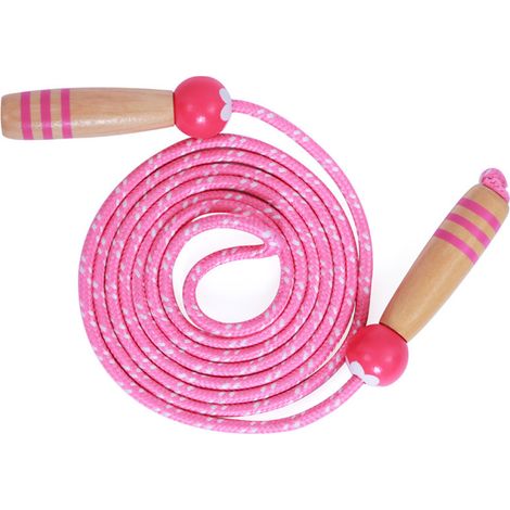 Pink Cotton Skipping Rope for Kids, Adjustable Skipping Rope with Wooden Handle, for Fun Activity, E (1/4)