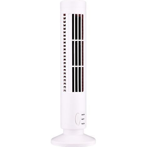 Ventilateur Tour Sans Pales Mini USB, 2 Vitesses et Modes pour Chambre, Salon, Bureau - Blanc (1/3)