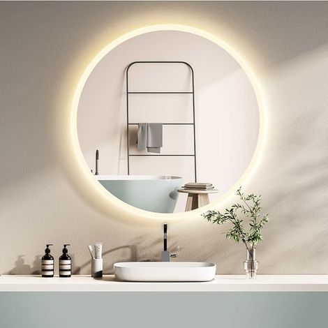 Round LED Bathroom Mirror, Wall Mirror with Touch Control, Adjustable Light (Warm White/Cool White/Neutral, 2700-6500K) (1/5)