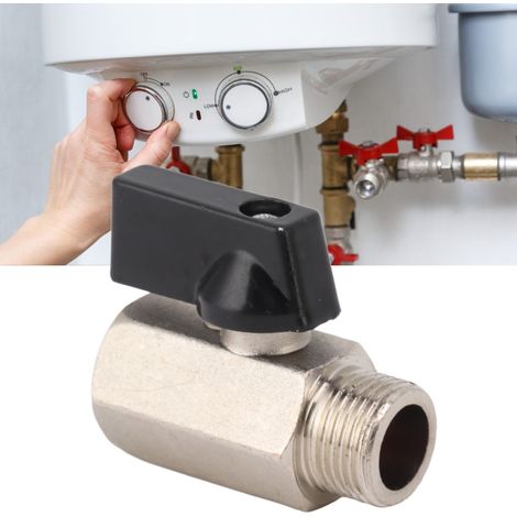 Robinet de gaz épais tout cuivre, robinet de gaz naturel, chauffe-eau, robinet à bille à noyau de cuivre pour eau courante domestique, finition sablée cuivre 3/8" (1/5)