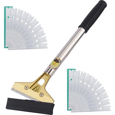 Racleur à Lame - 1 Racleur + 20 Lames Métalliques pour Retirer Peinture Étiquettes et Autocollants sur Sol Vitre Carrelage et Murs (1/5)