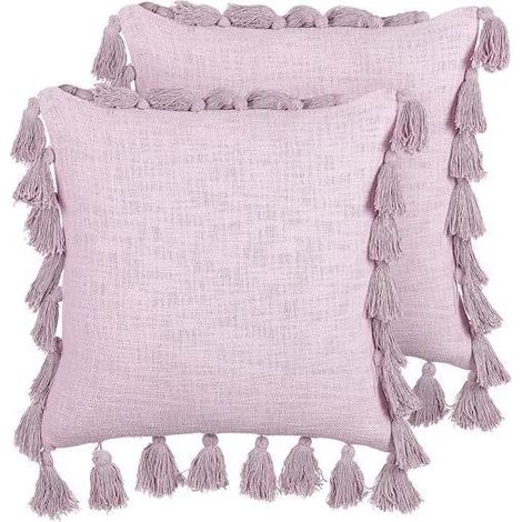Beliani Set di cuscini decorativi rosa stile boho (1/3)