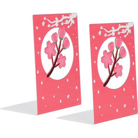 2Pcs Metal Bookend Nonskid Stable Book Stopper Supporting Shelves for Home OfficeSakura (1/5)