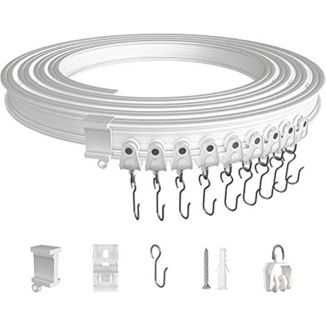 5 Mètres Rail de Rideau Plafond, Kit Flexible Pliable, Blanc (1/5)