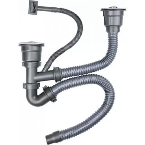 Kit vidange évier universel double tuyau de vidange rapide, compatible multi modèles, facile à installer (1/5)