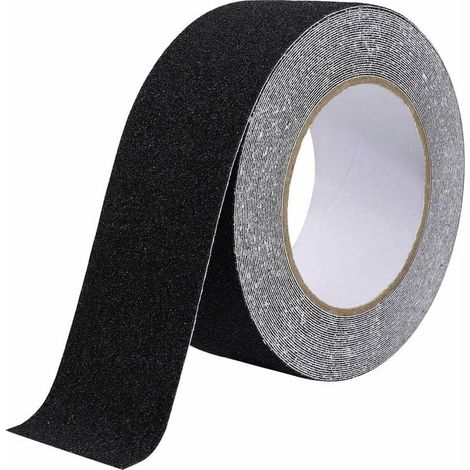 Anti-Rutsch-Klebeband, Anti-Rutsch-Streifen mit Anti-Rutsch-Klebeband für Treppen, Stufen, Bodenbeläge, starkes Anti-Rutsch-Klebeband, selbstklebend, Schwarz (5 cm x 10 m, Schwarz), BOMEI PACK (1/4)