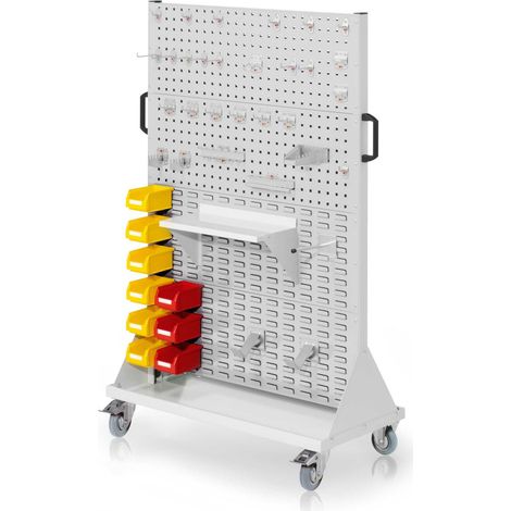Kappes RasterMobil® mobiler Arbeitsplatzschrank Größe 4 1580x1000x500mm 4x Lochplatte 4x Schiltzplatte 47-teilig lichtgrau