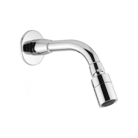 Bras de douche anti-vandalisme en tube chrome' avec pomme de douche cylindrique anticalcaire orientable longueur 165 mm