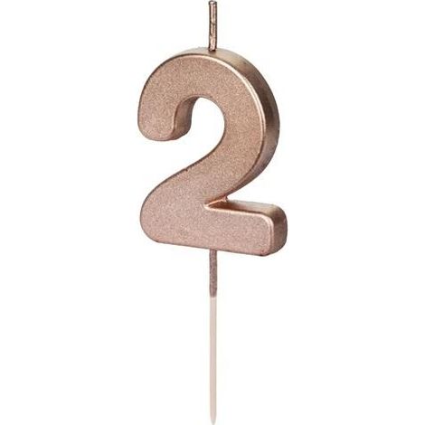 Candelina di compleanno 2, oro rosa, 4,5 cm