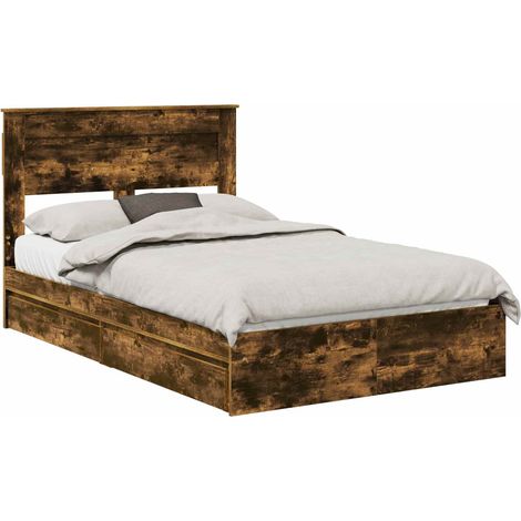 Maison Exclusive - Aufbewahrungsbett Geräucherte Eiche 135 x 190