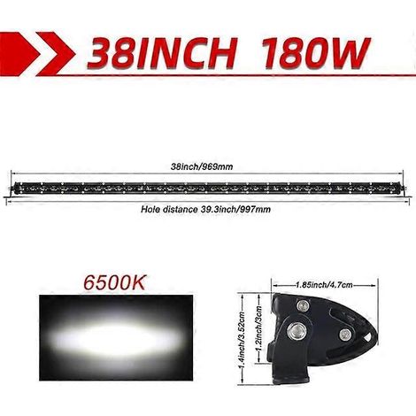 Barre lumineuse LED 6D Slim 12V 8" 14" 20" 26" 32" (faisceau combiné spot/flood/antibrouillard/feux de position) pour SUV, 4x4, tout-terrain, Nissan, Lada, ATV, 32 pouces, 150W (1/5)