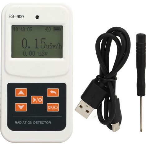 Compteur Geiger Détecteur de Rayonnement Nucléaire Portable Moniteur Beta Gamma X Ray Précision Élevée Affichage Numérique Blanc (1/5)