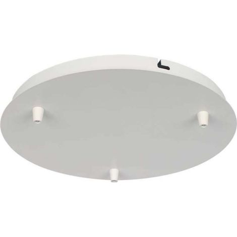 V-TAC Rosone per Lampadario in Acciaio d:300h:25mm con 3 Fori Colore Bianco Opaco