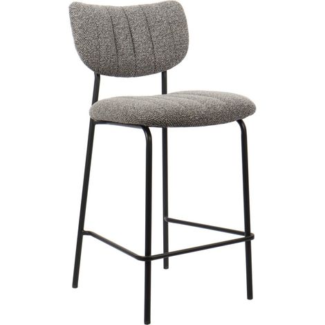 Sedia da bancone VENTURA – Tessuto grigio scuro – Gambe in metallo nero – Altezza 97 cm – Stile design/industriale
